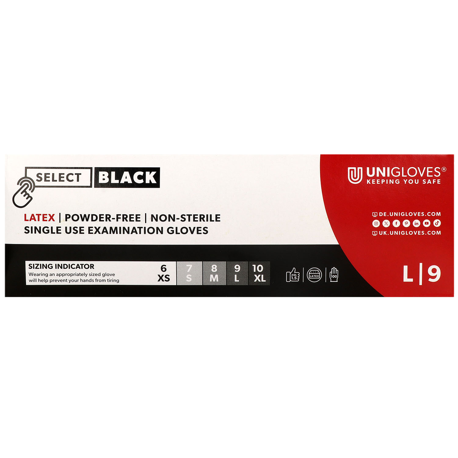 Unigloves SELECT BLACK Latexhandschuhe, puderfrei,  schwarz