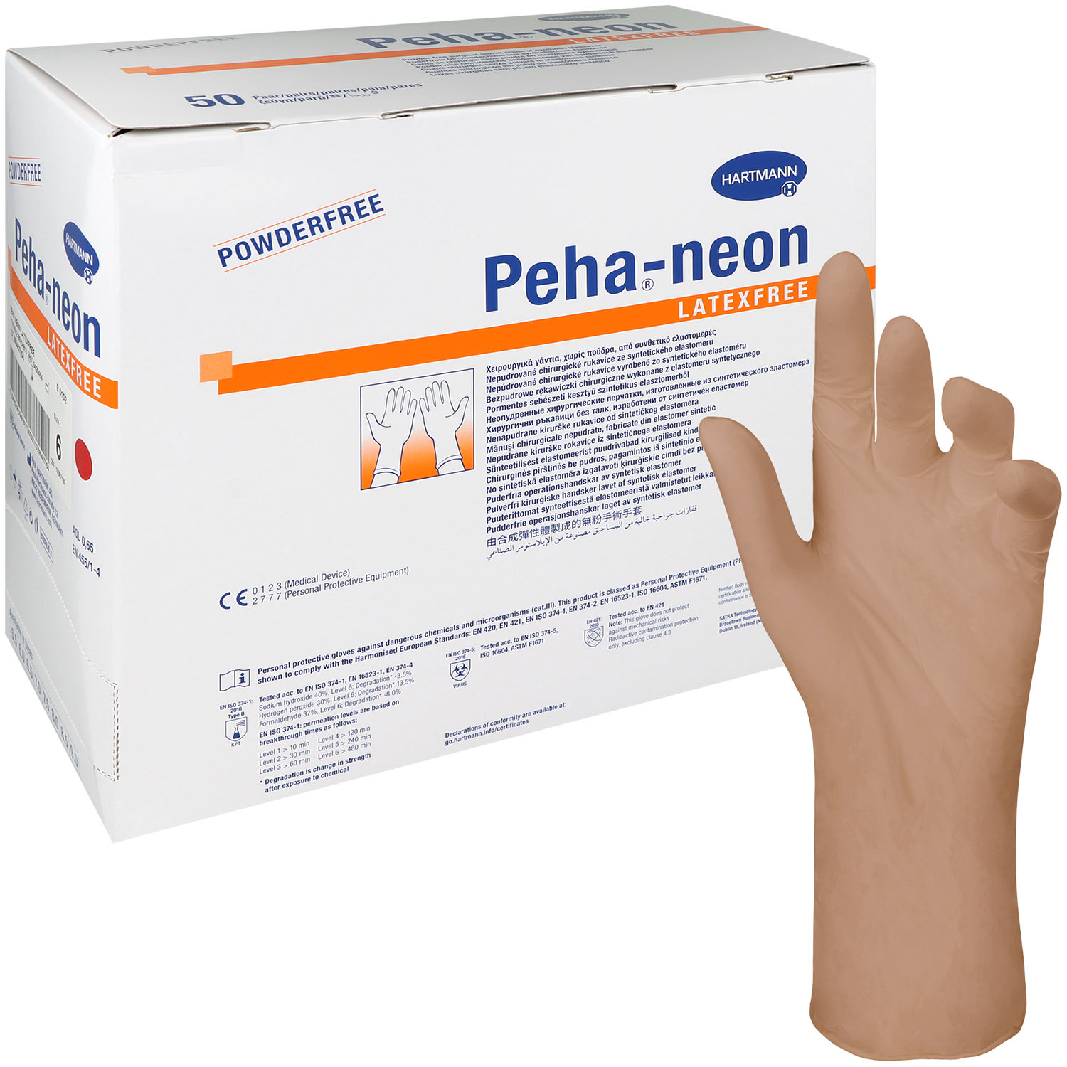 Peha-neon OP Handschuh, latexfrei, puderfrei Gr. 6 - 50 St.