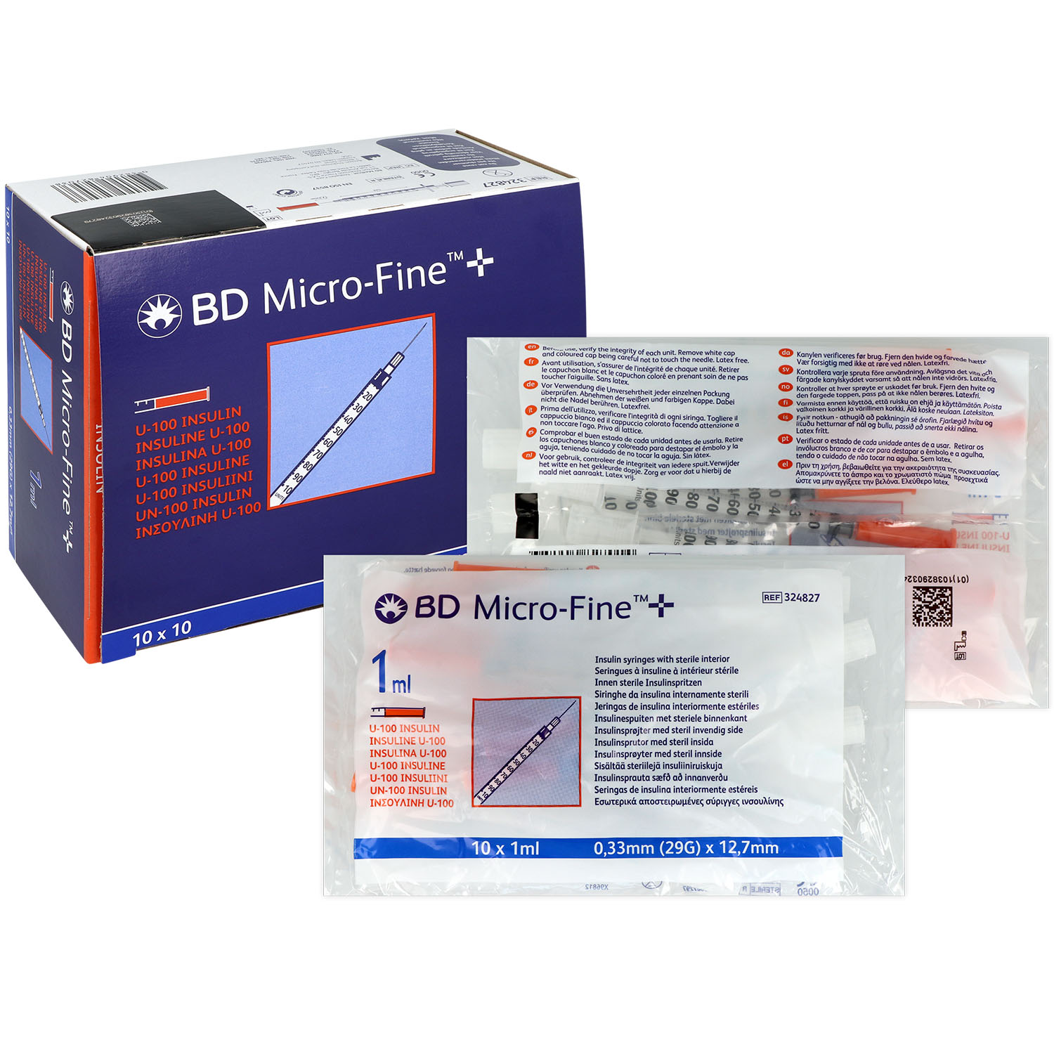 BD Micro-fine+ Demi Insulinspritze mit Kanüle 1 ml - U-100 - 0.33 x 12.7 mm