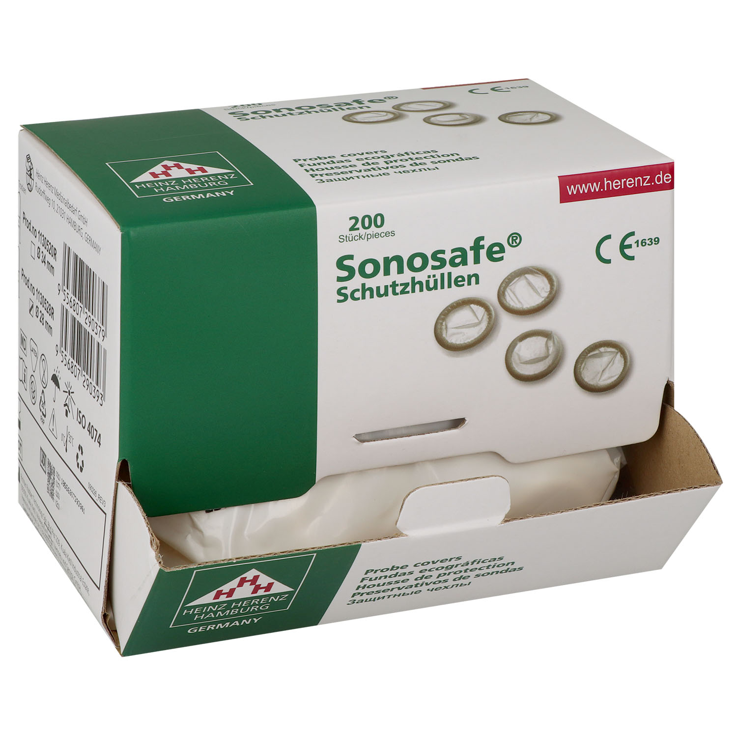 Sonosafe Ultraschall-Schutzhüllen, lose gerollt, leicht gepudert, Latex