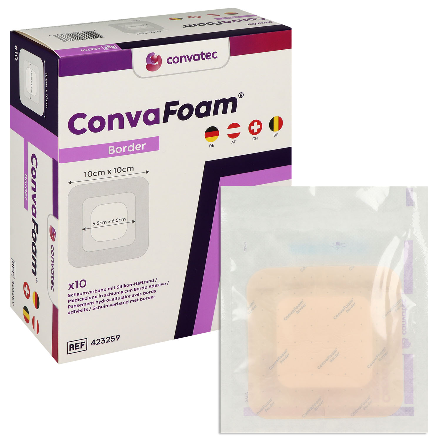 ConvaFoam Border Schaumverband 10 x 10 cm - 10 St.