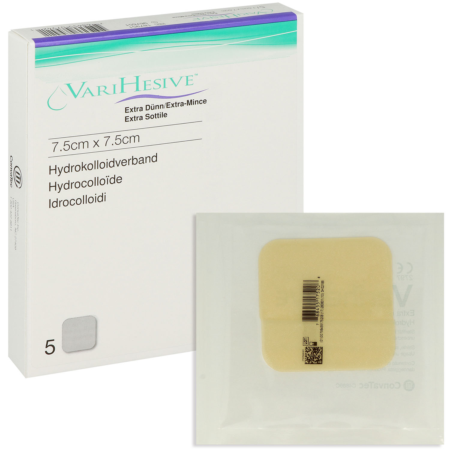 Varihesive Extra dünn 7.5 x 7.5 cm - 5 St.
