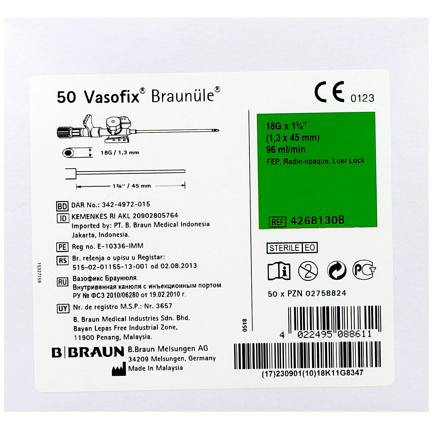 Vasofix Braunüle, Venenverweilkanülen mit Zuspritzport und FEP-Katheter