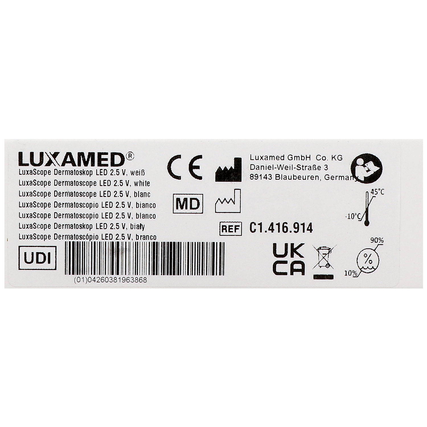 LuxaScope Dermatoskop LED 2.5 V Kontaktscheibe ohne Skala