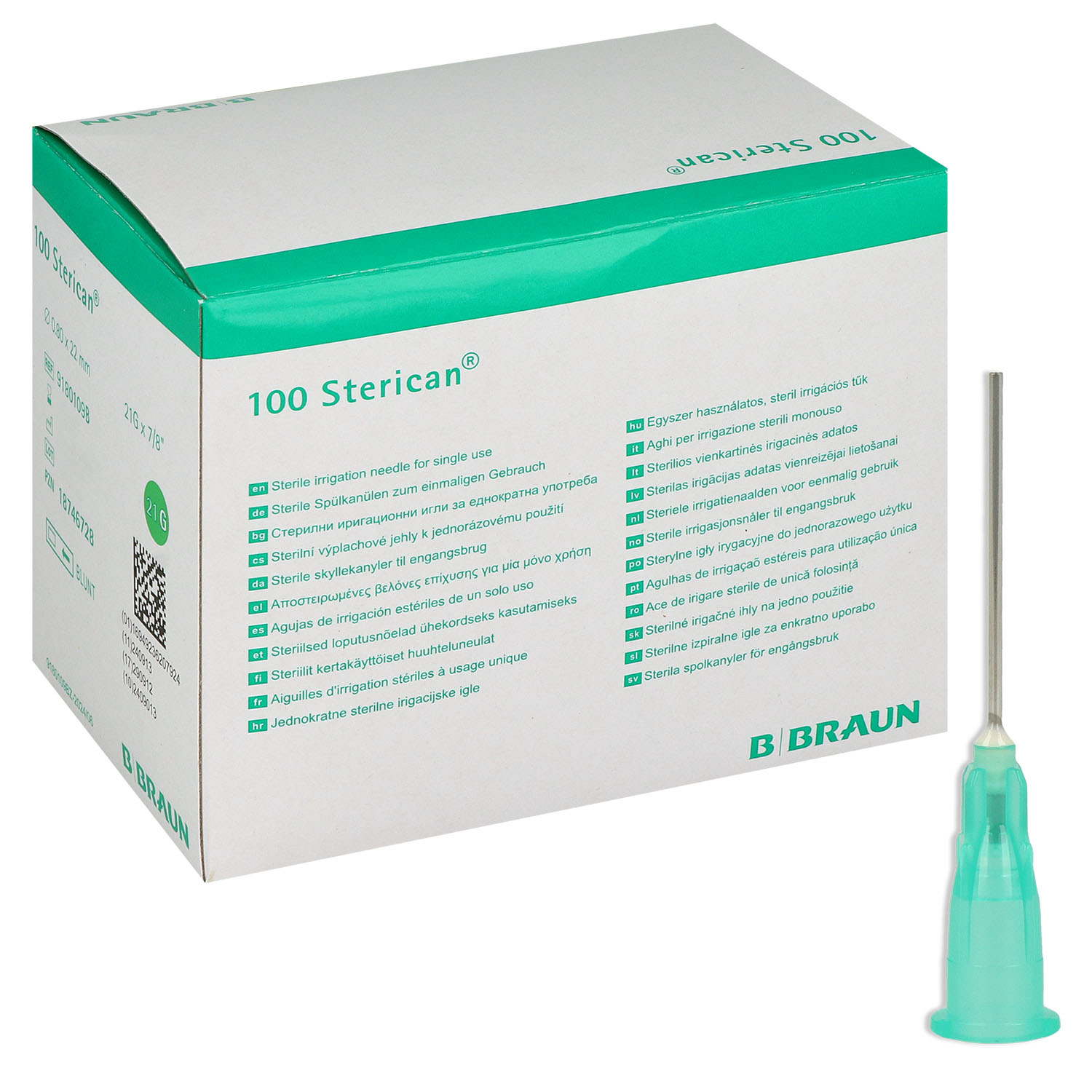 Sterican und Sterican Mix Einmalkanülen - stumpf - grün - 21G x 22 mm - 0.80 x 22 mm - 100 St.