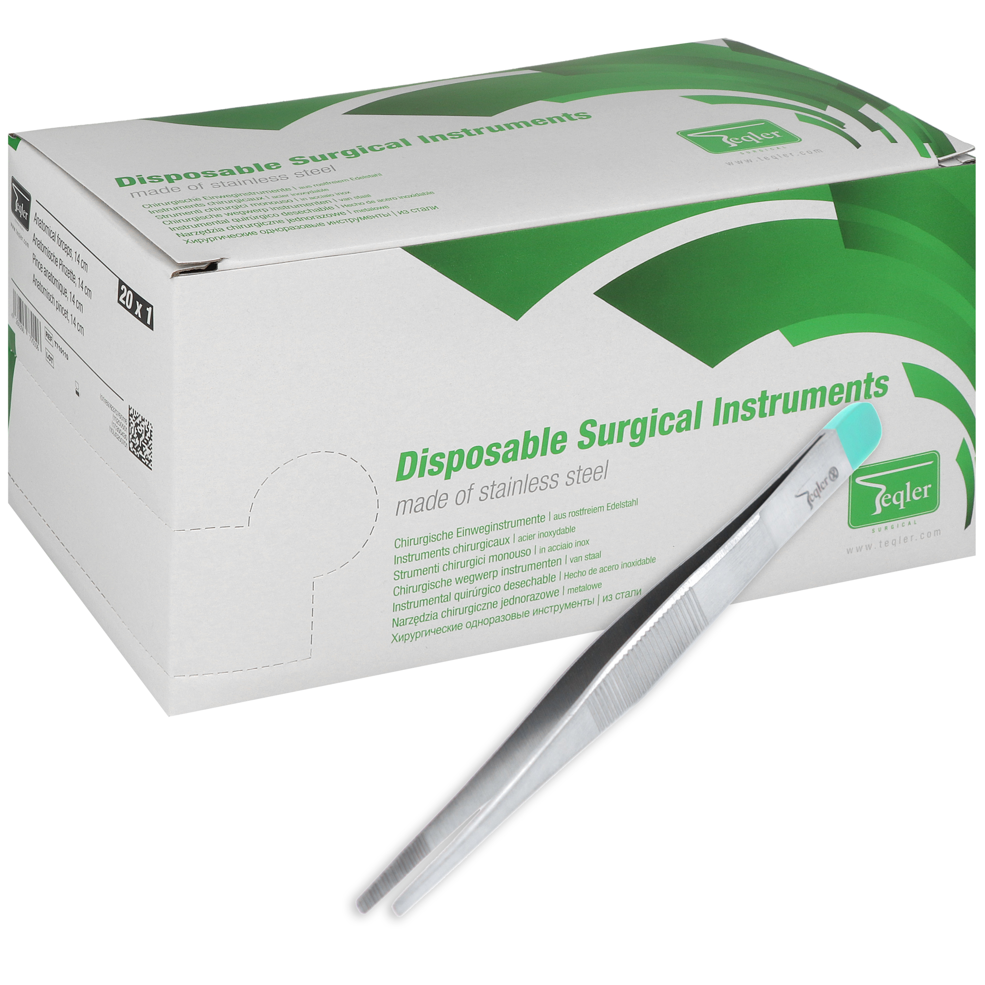 Teqler Standard Pinzette anatomisch - 14 cm - 20 St.