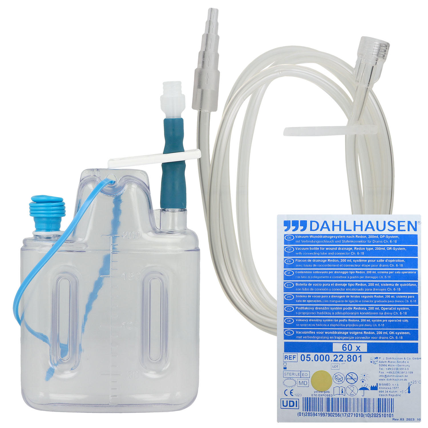 Redon-Flasche eckig, Large-Lock/Stufenkonnektor, OP 200 ml - 60 St.