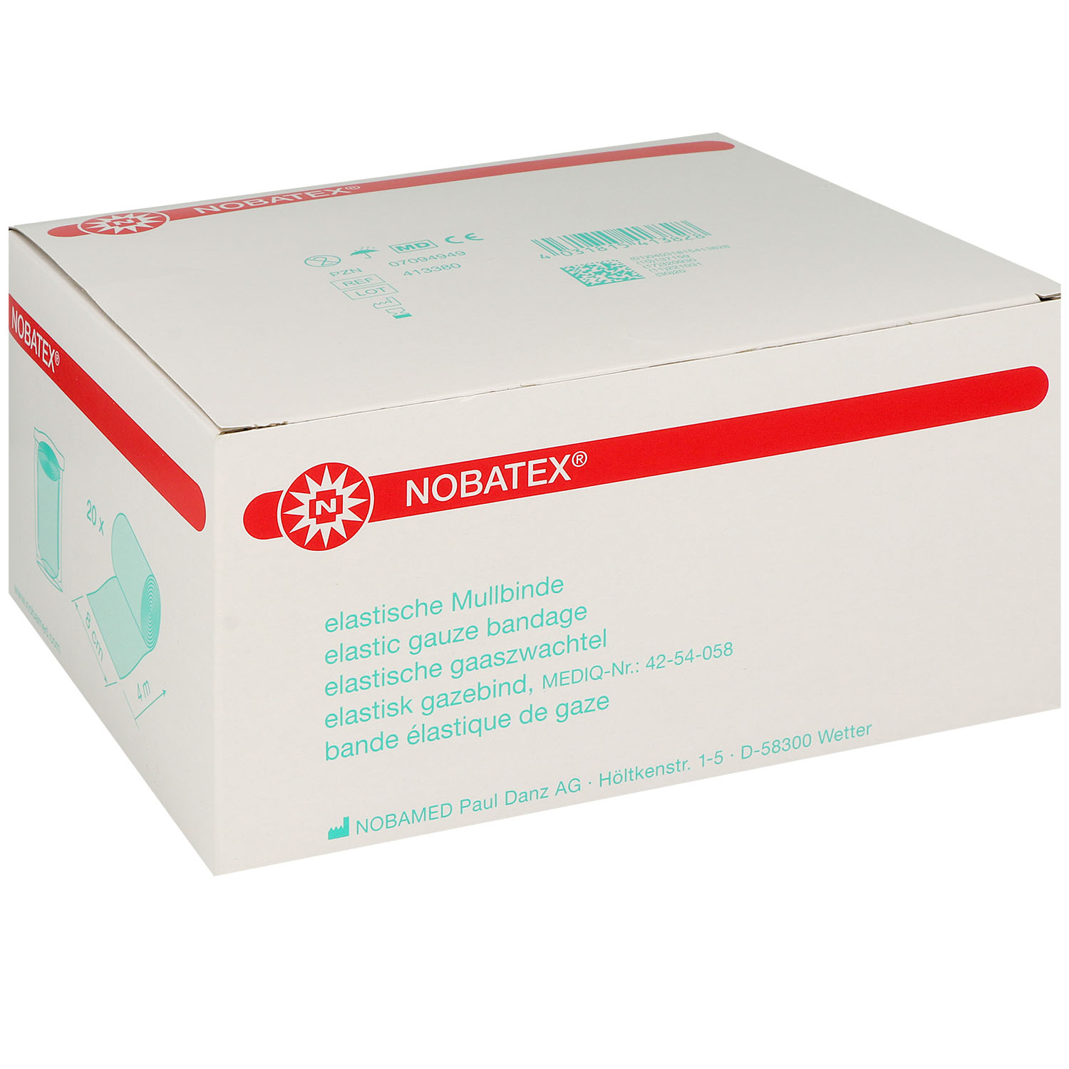 Nobatex elastische Mullbinde in Folie 8 cm x 4 m - 20 St.