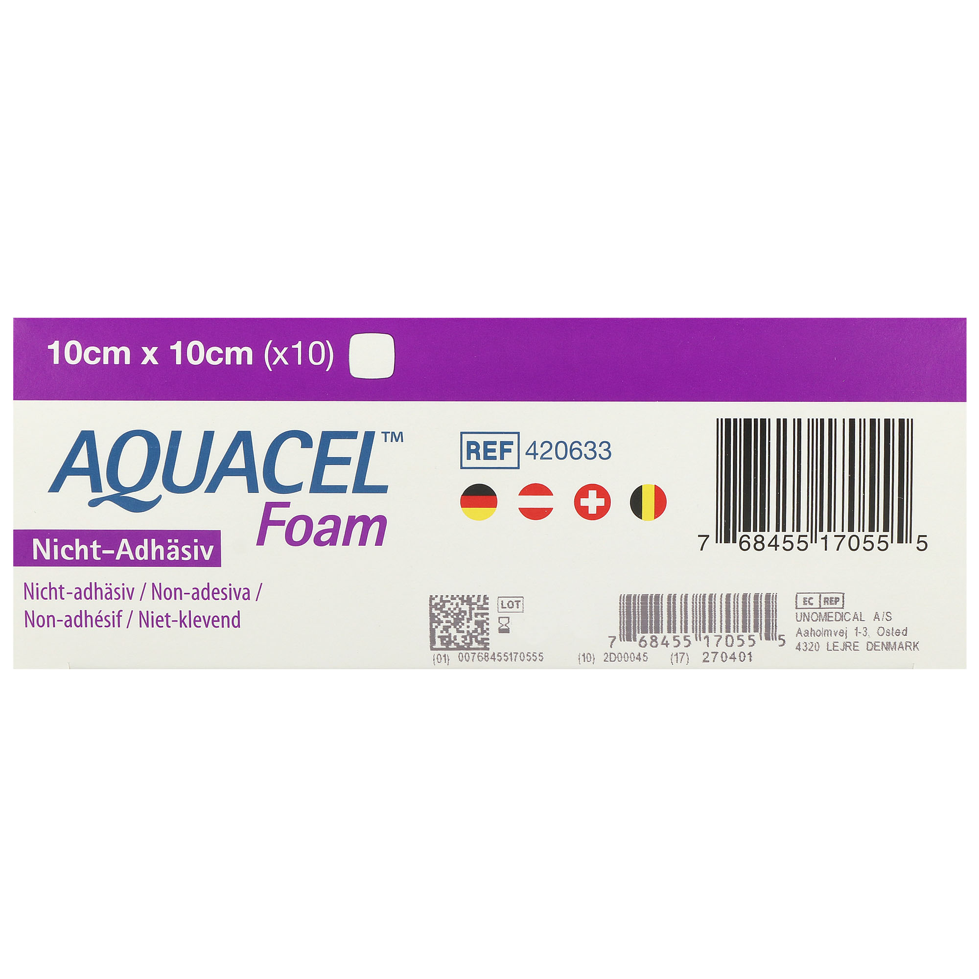 Aquacel Foam nicht adhäsiv, nicht haftender Schaumverband