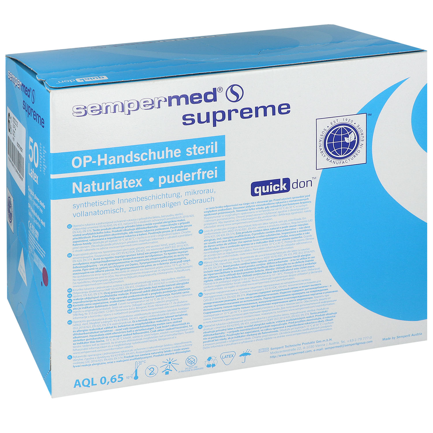 Sempermed Supreme OP-Handschuhe Gr. 6.5 - 50 Stück