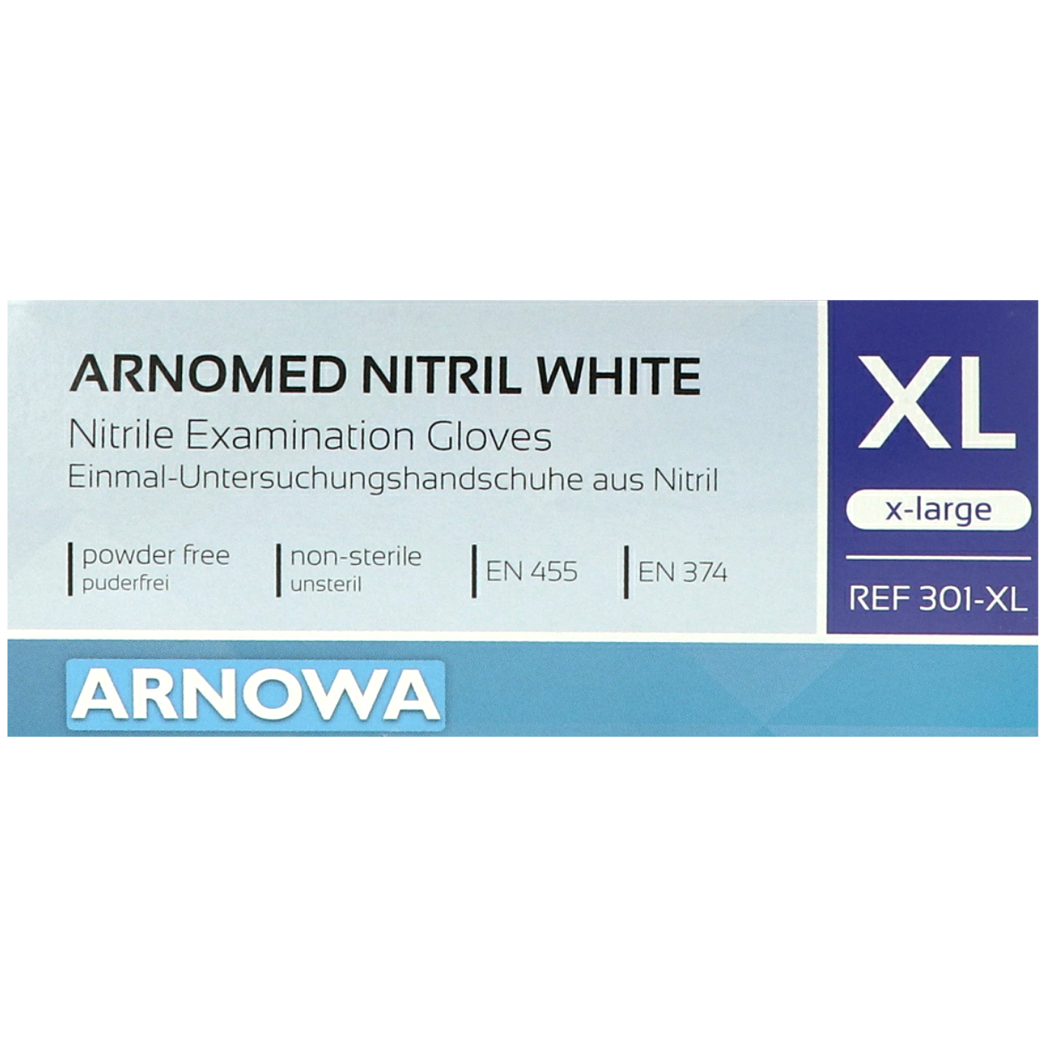 Arnomed Nitril-Untersuchungshandschuhe, weiß, unsteril, puderfrei, latexfrei