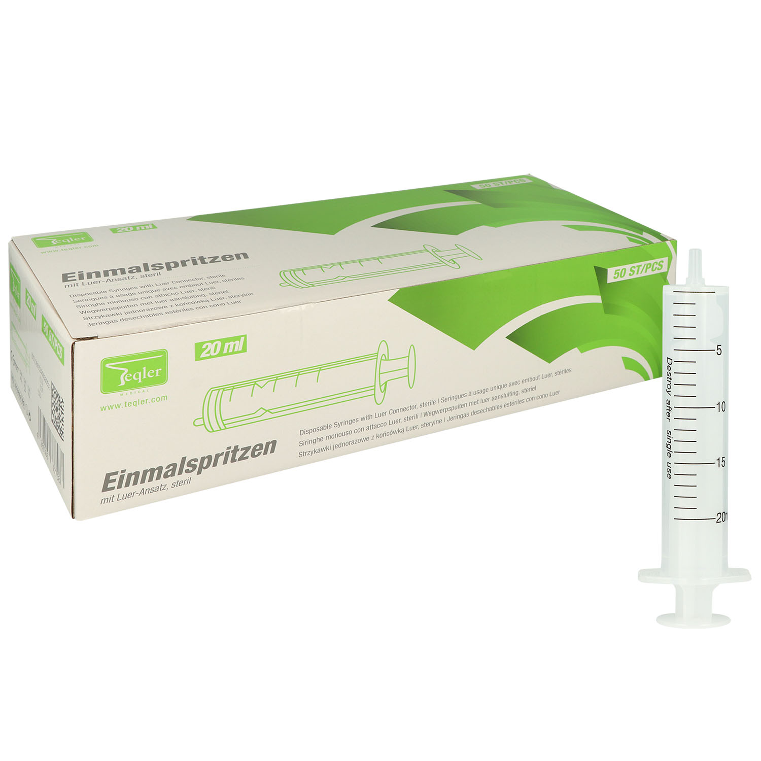 Teqler Einmalspritze 20 ml - 50 St.