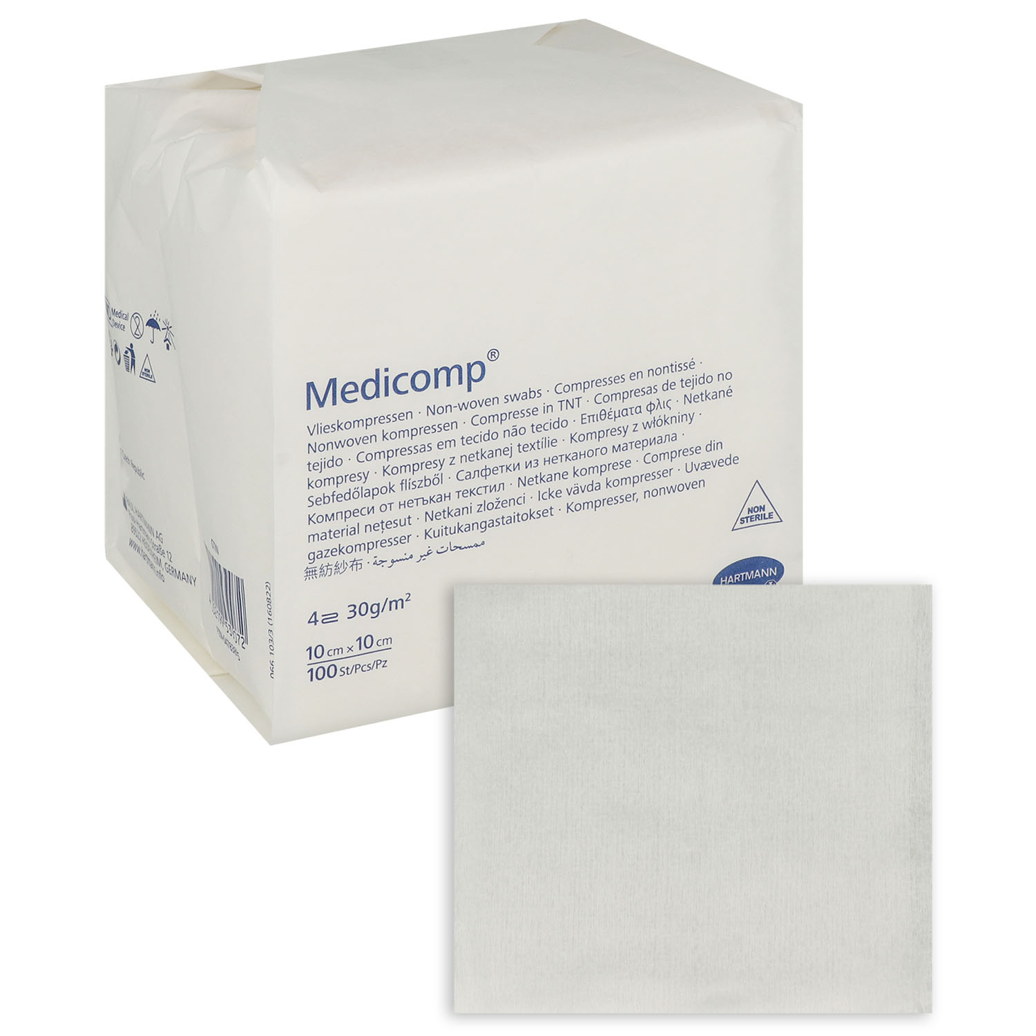 Medicomp Vlieskompressen unsteril 4lagig