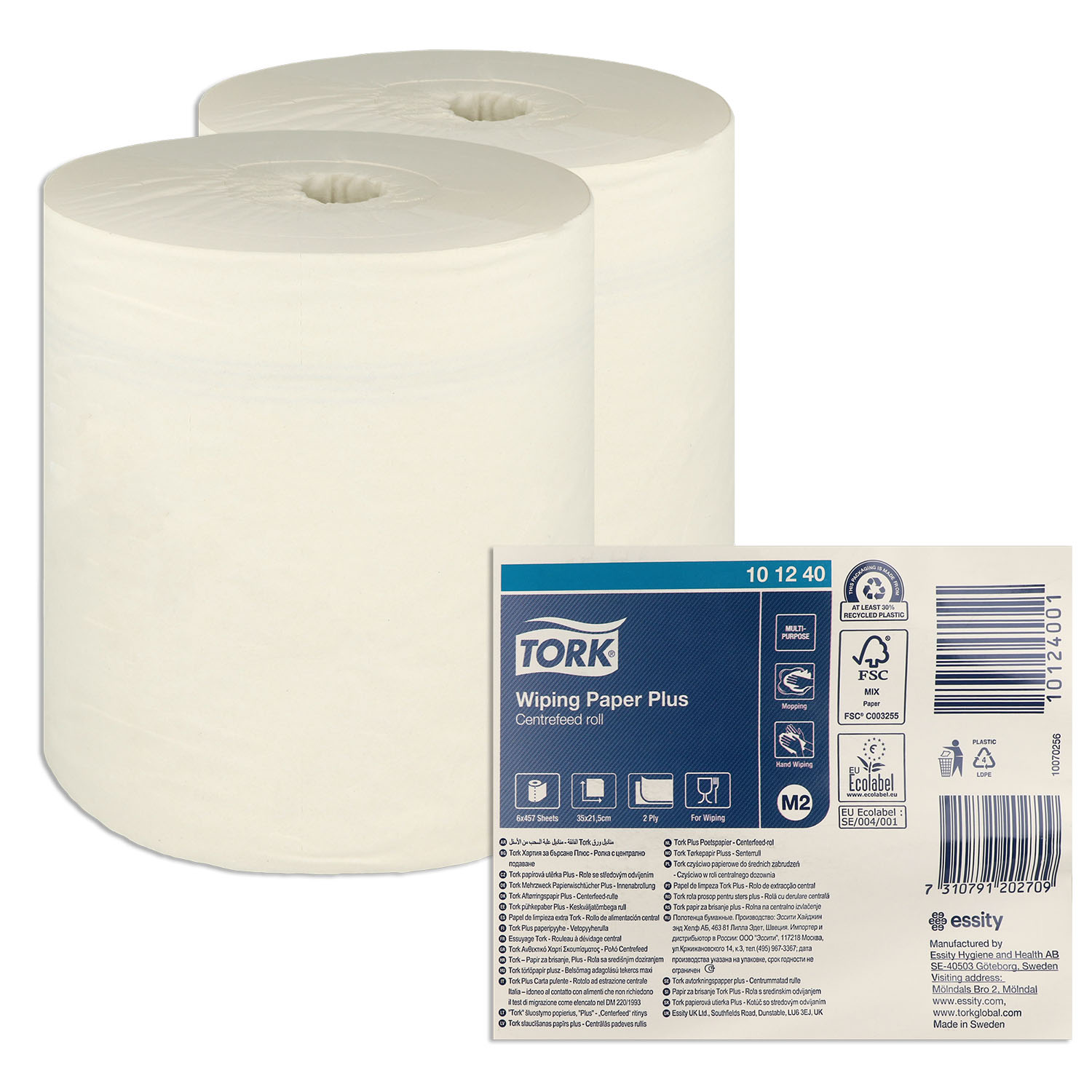 Tork starke Mehrzweck Papierwischtücher, weiß 2-lagig 21,5 cm x 160 m - 6 Rollen 