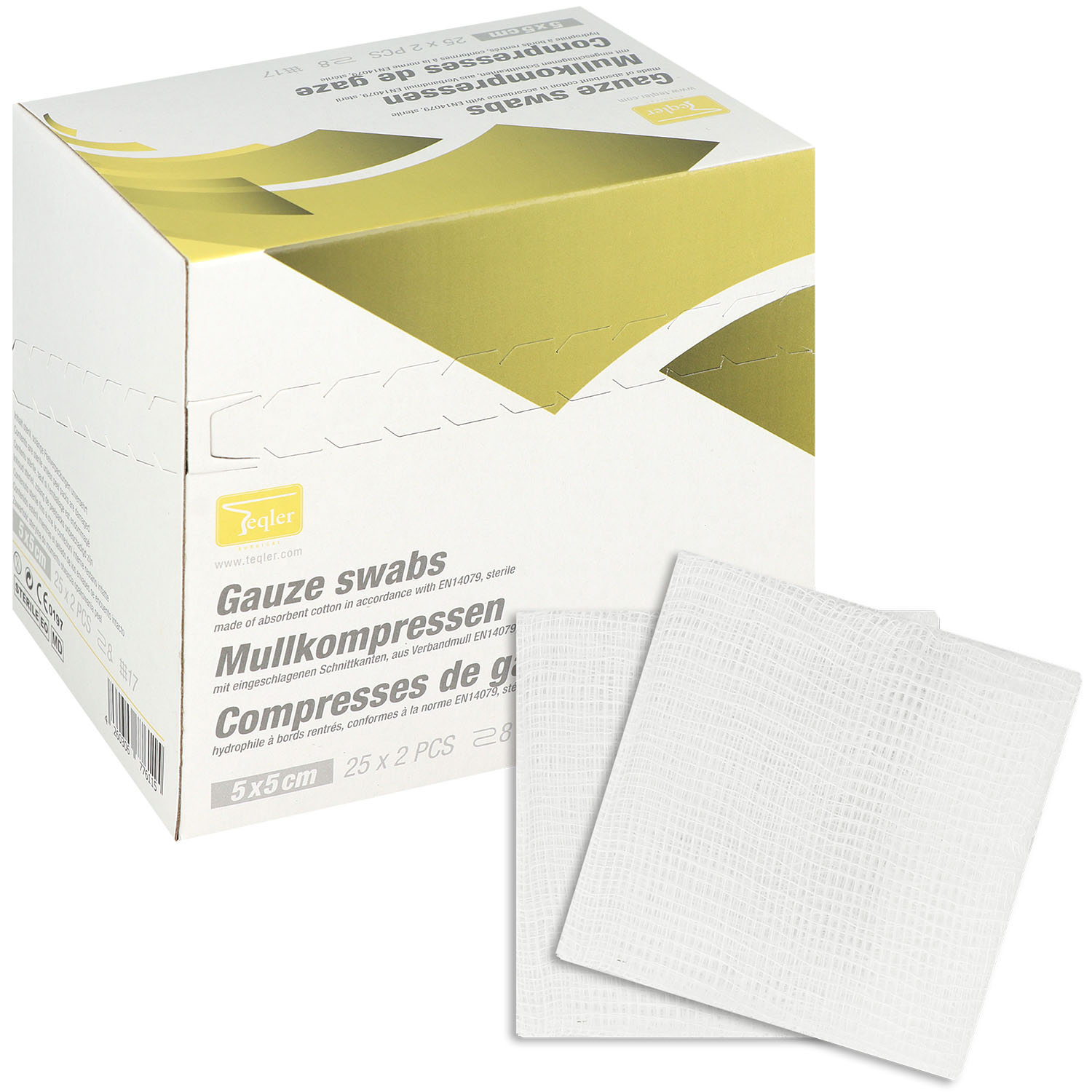 Teqler Mullkompressen 5 x 5 cm - 25 x 2 Stück