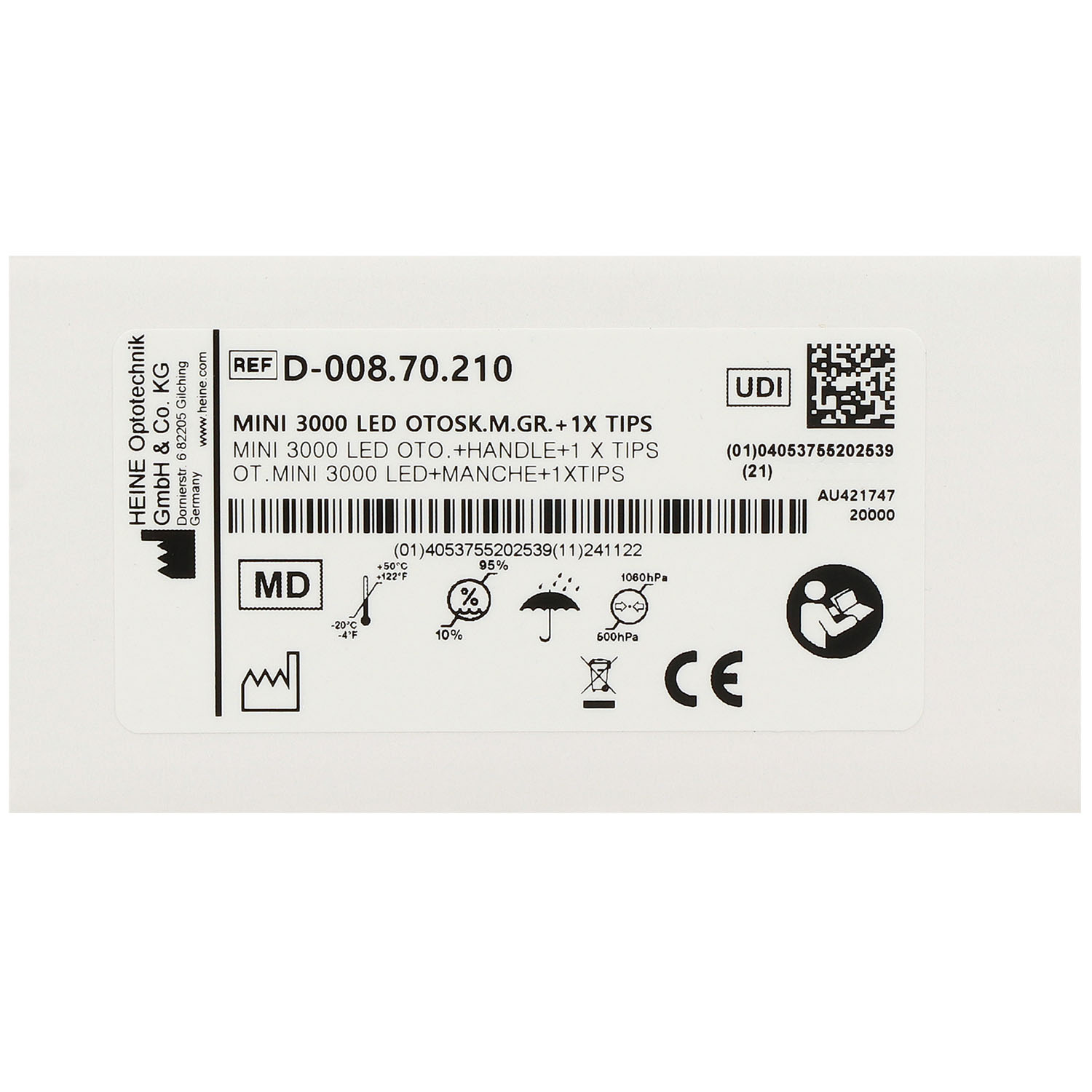 Heine mini 3000 Otoskop LED 2,5 V  mit Batteriegriff