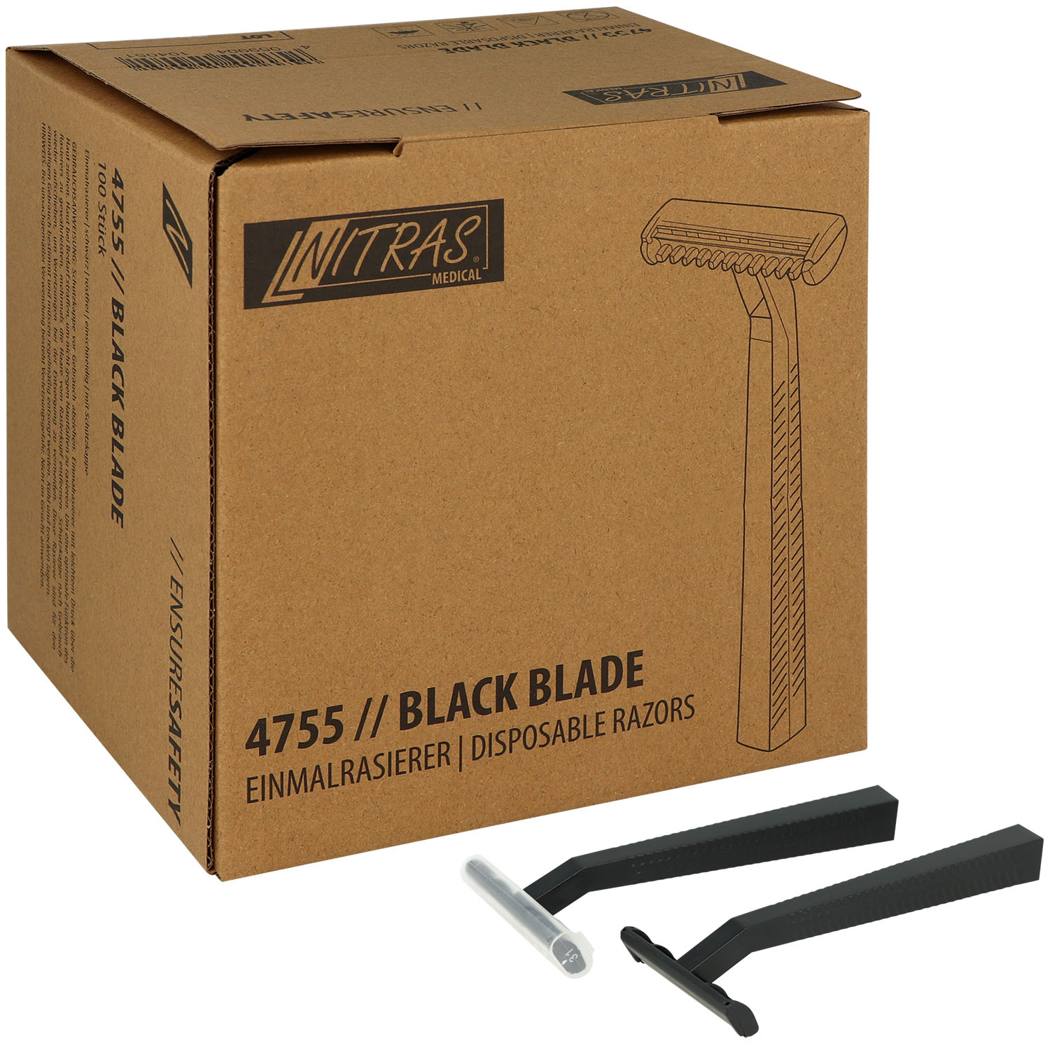 Nitras Black Blade schwarze Einwegrasierer 9 cm - 100 St.