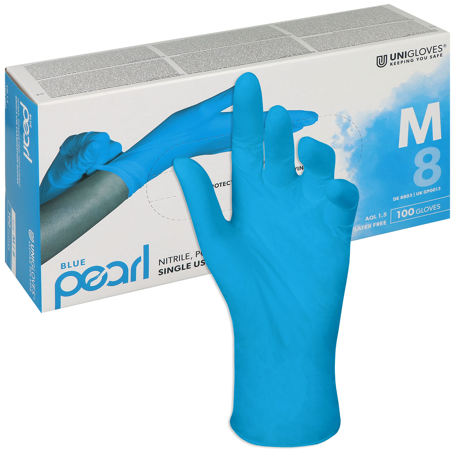 Unigloves BLUE PEARL Nitrilhandschuhe, puderfrei, blau
