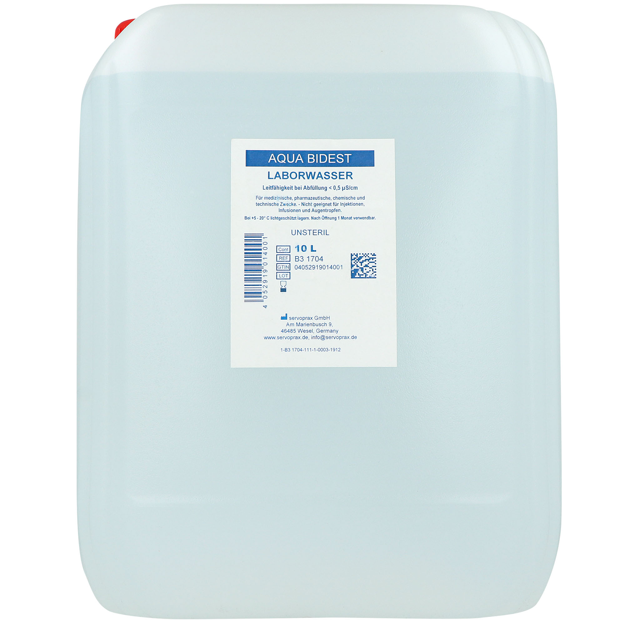 Aqua Bidest, Bidestilliertes Wasser