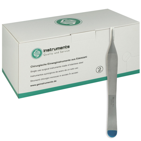Einmal Pinzetten, Adson, chirurgisch, 1:2 Zähne, steril