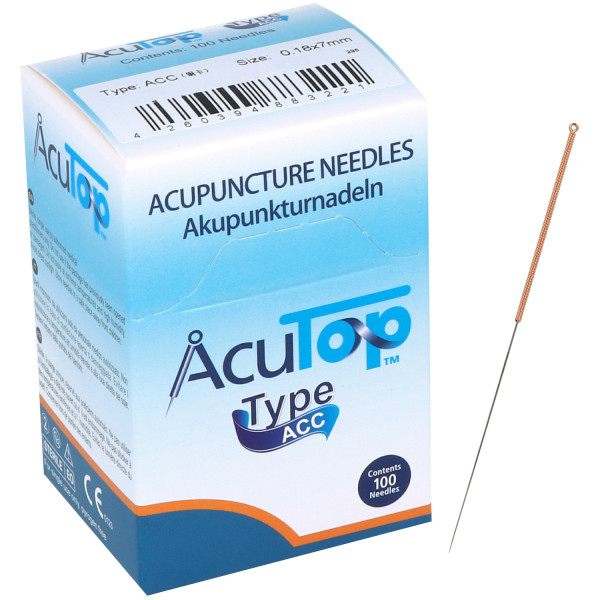 Akupunkturnadeln AcuTop Typ ACC, mit Kupferwendelgriff, silikonisiert, ohne Führrohr, 100 St.