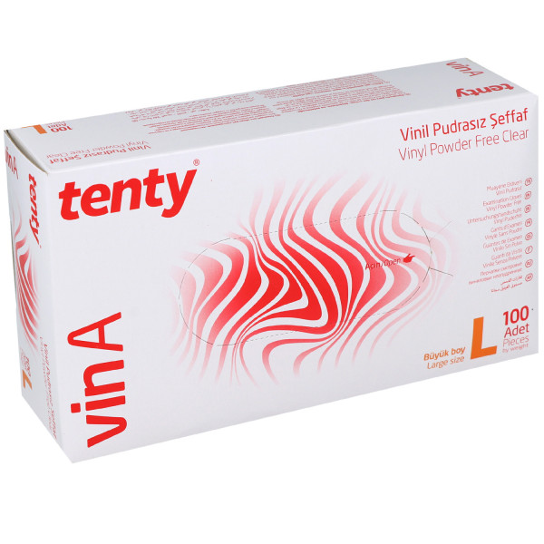 Tenty Vinyl-Untersuchungshandschuhe, puderfrei, weiß/transparent
