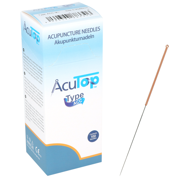 Akupunkturnadeln AcuTop® Typ ACC, mit Kupferwendelgriff, silikonisiert, ohne Führrohr, 100 St.