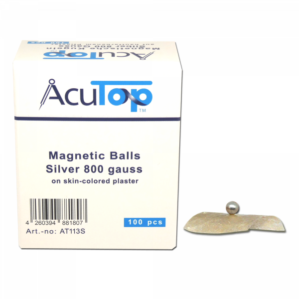AcuTop Magnetische Ohrkugeln zur naturheilkundlichen Magnettherapie, versilbert, 800 Gauss , 100 Stü