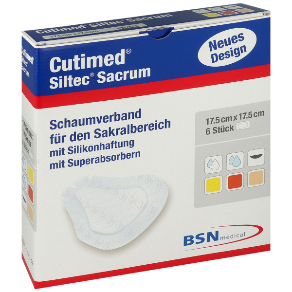 Cutimed Siltec Sacrum Sonderformen Hochabsorbierende Silikon-Schaumverbände