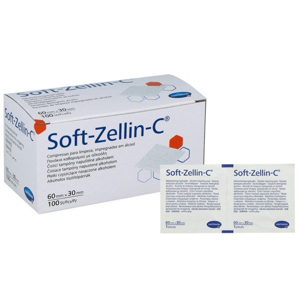 Soft-Zellin® Alkoholtupfer, 100 St., gebrauchsfertig, einzeln versiegelt