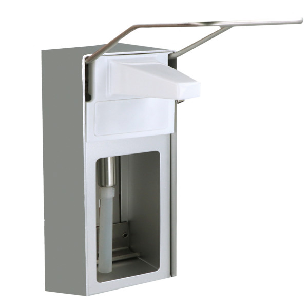 Aluminium-Desinfektionsmittelspender Armhebel lang, 500 ml, ca. L 8,3 x H 24,2 x B 8,2 cm