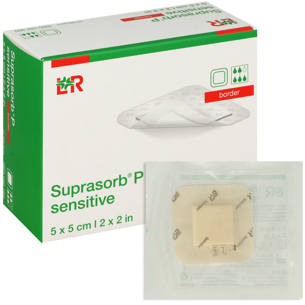 Suprasorb P sensitive border, mit superabsorbierendem Saugkern, steril