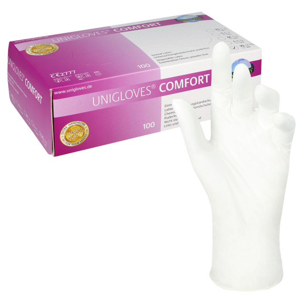 Unigloves COMFORT Latexhandschuhe, puderfrei, weiß