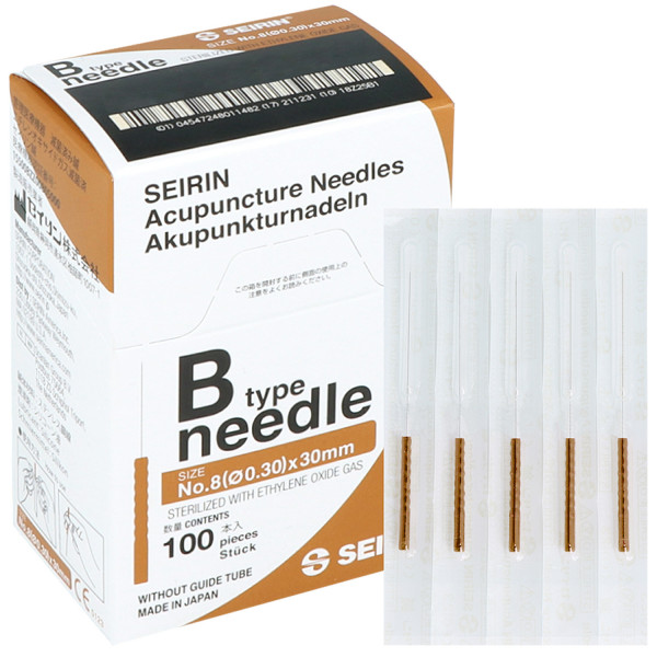 Akupunkturnadel Seirin Typ B, mit Kunststoffgriff, silikonbeschichtet, ohne Führrohr, 100 St.