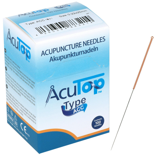 Akupunkturnadeln AcuTop Typ ACC, mit Kupferwendelgriff, silikonisiert, ohne Führrohr, 100 St.