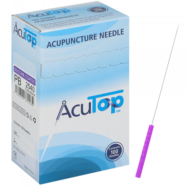 Akupunkturnadeln AcuTop® Typ PB, Kunststoffgriff, silikonisiert, ohne Führungsröhrchen