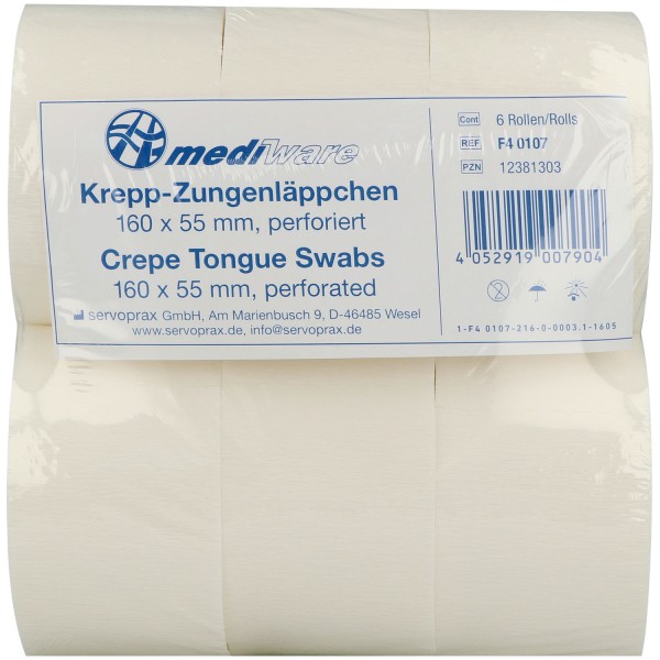 KREPP-ZUNGENLÄPPCHEN 6 cm perforiert Rollen