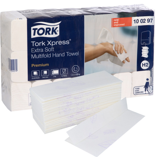 Tork Xpress Einweg Multifold Papierhandtücher H2 weiß 2-lagig 21x34cm 21x100 St