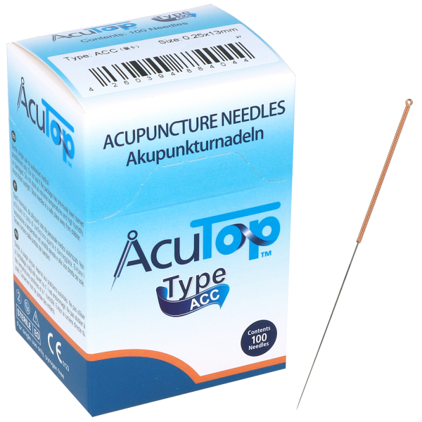 Akupunkturnadeln AcuTop® ACC Type, mit Kupferwendelgriff, silikonisiert, ohne Führrohr, 100 St.