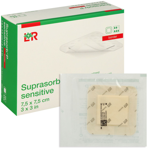 Suprasorb P sensitive border, mit superabsorbierendem Saugkern, steril