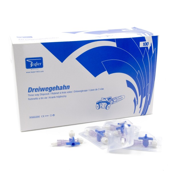 Teqler Dreiwegehahn blau - 20 St.