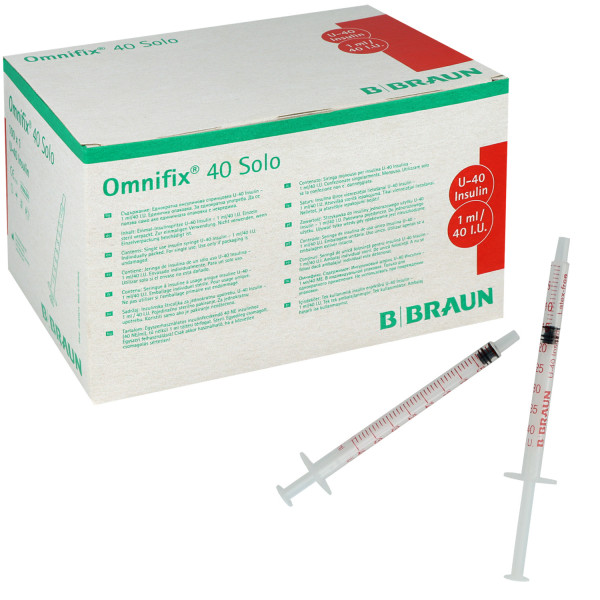 Omnifix 40 Solo U-40 Insulinspritze, ohne Kanüle