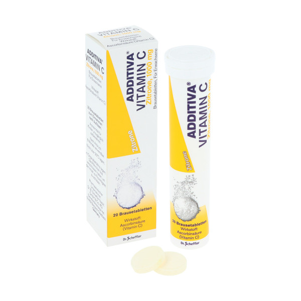 ADDITIVA Vitamin C 1g Brausetabletten, 1 x 20 Stück mit Zitronengeschmack