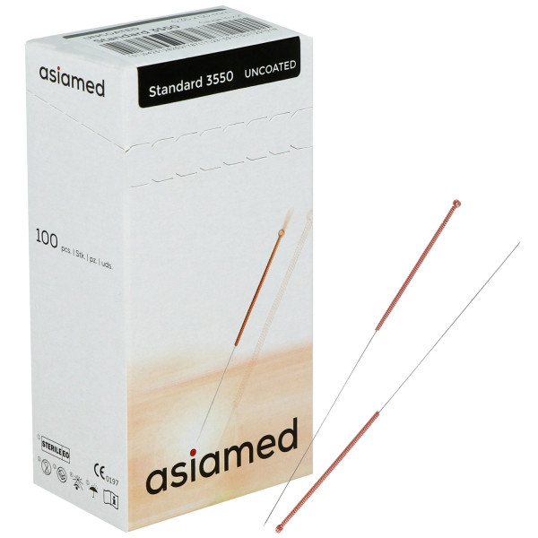 asiamed Akupunkturnadeln, Typ Standard, mit Kupferwendelgriff, unbeschichtet, ohne Führrohr, 100 St.