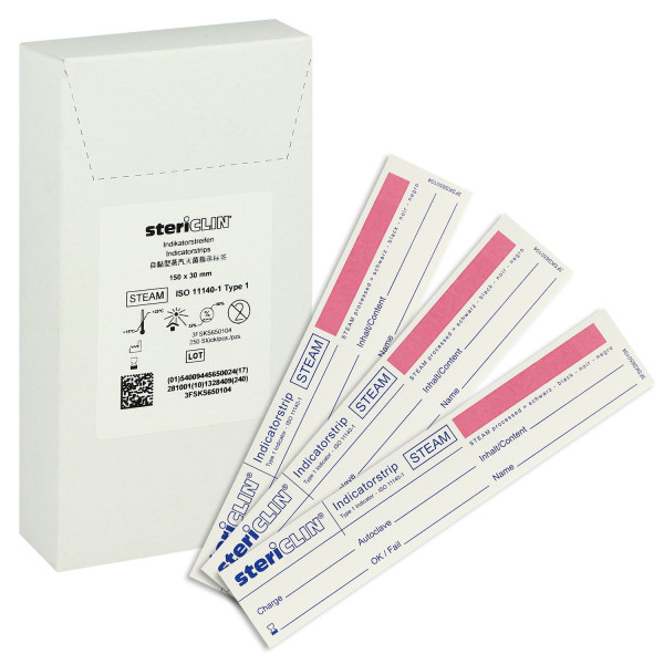 Stericlin Dampfindikator Einlegestreifen STEAM 150 x 30 mm
