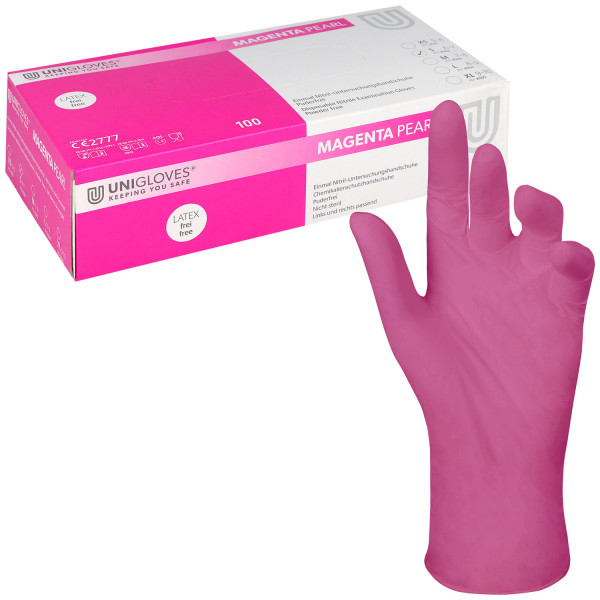 Unigloves MAGENTA PEARL Nitrilhandschuhe, puderfrei, magenta