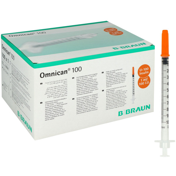 Omnican 100, 1 ml U100 Insulinspritze mit Kanüle