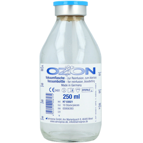 Ozon-Vakuumflasche mit Entlüftung und Aufhängevorrichtung